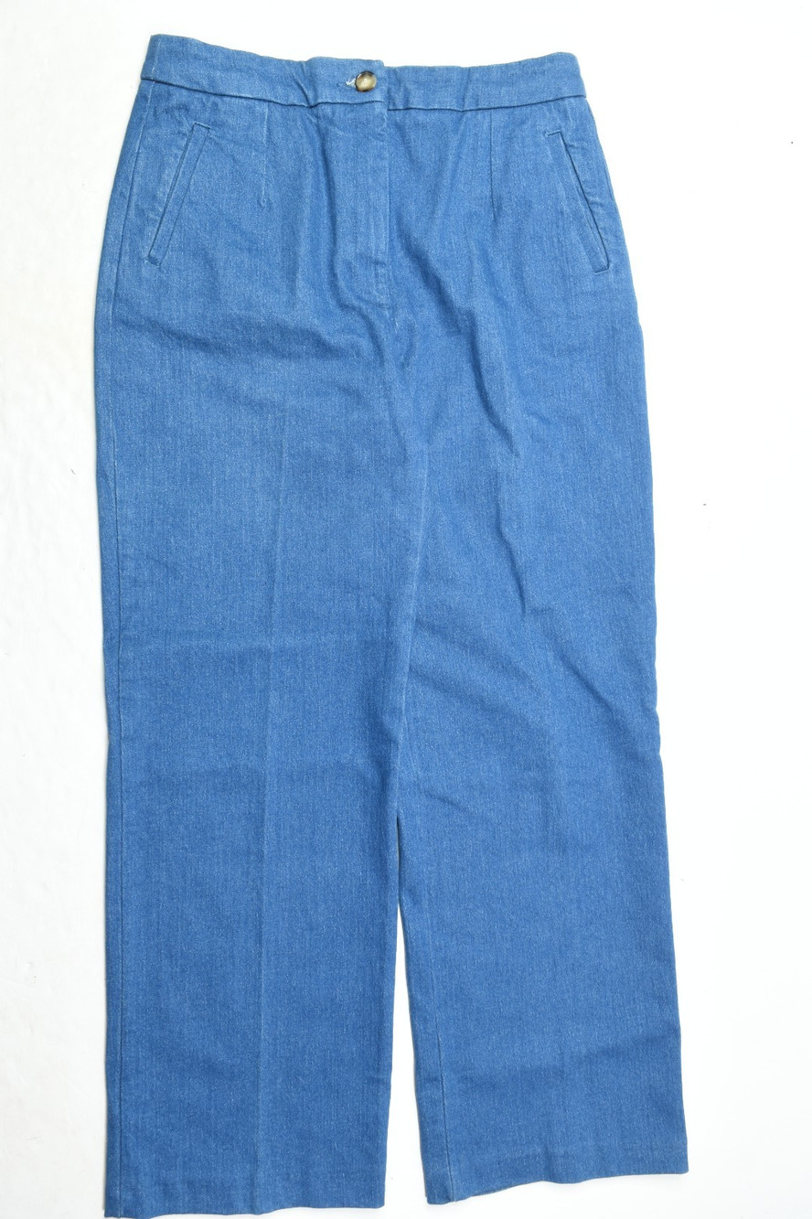SEZANE Denim Trousers Womens 42 Blue Relaxed Fit Wide-Leg High-Rise
